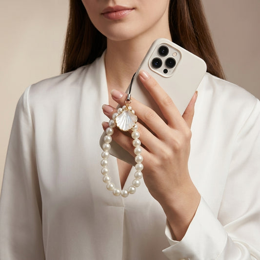 White Plastic Pearl Mobile Charm For Women