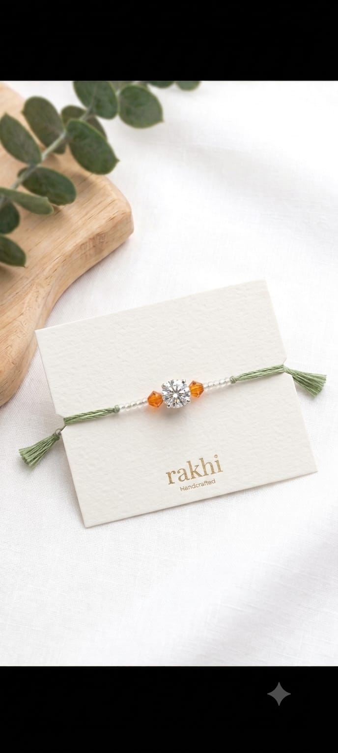 Orange Beads Diamond Rakhi Set of 6