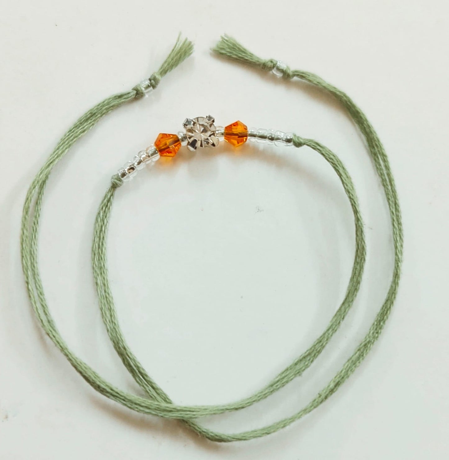 Orange Beads Diamond Rakhi Set of 6