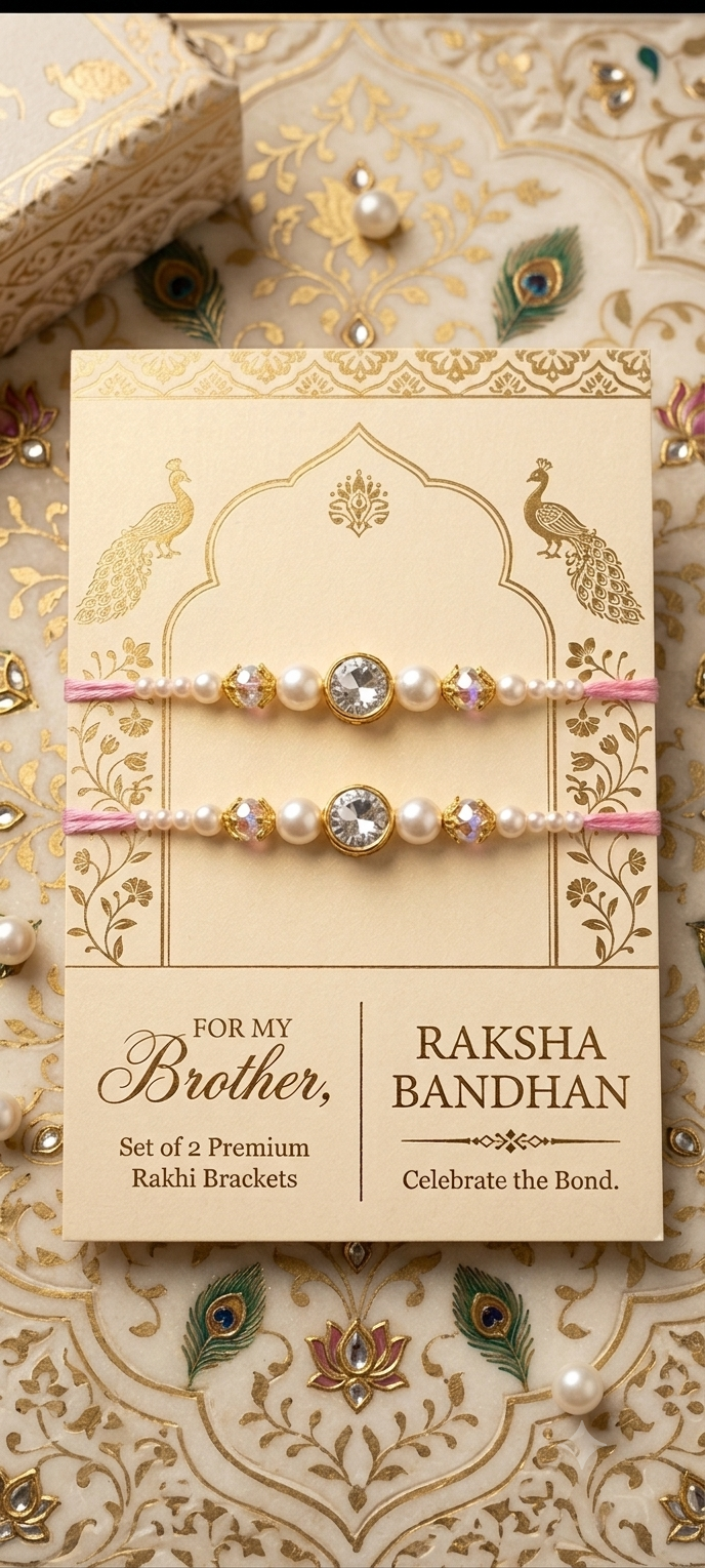 Diamond Rakhi set of 2 pieces.