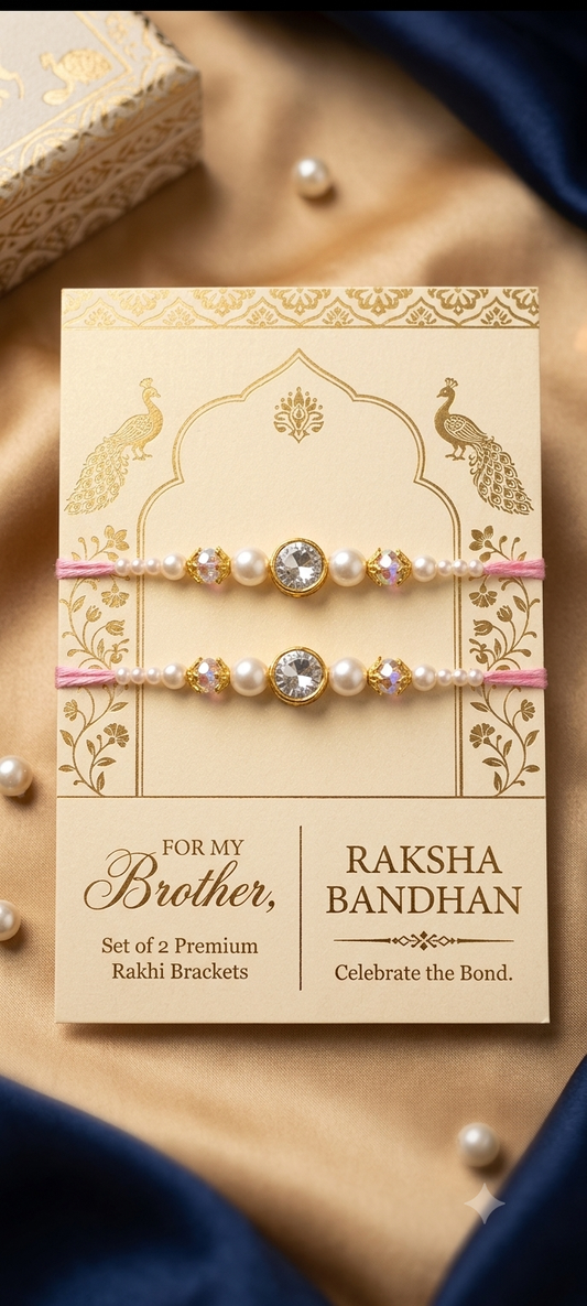Diamond Rakhi set of 2 pieces.