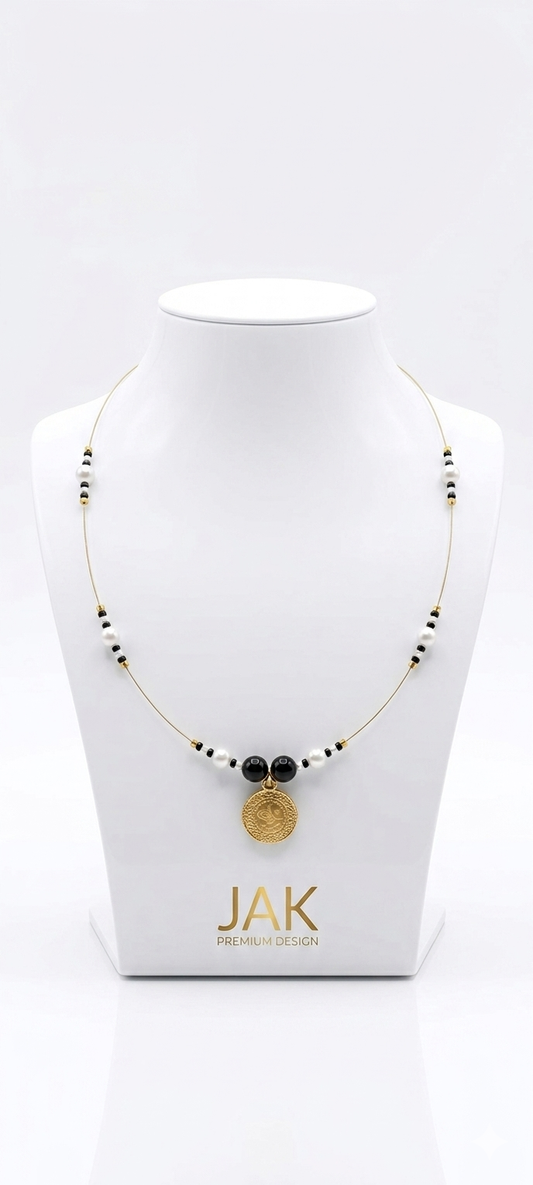Multicolor Alloy Glass Bead Coin Pendant Invisible Necklace For Women